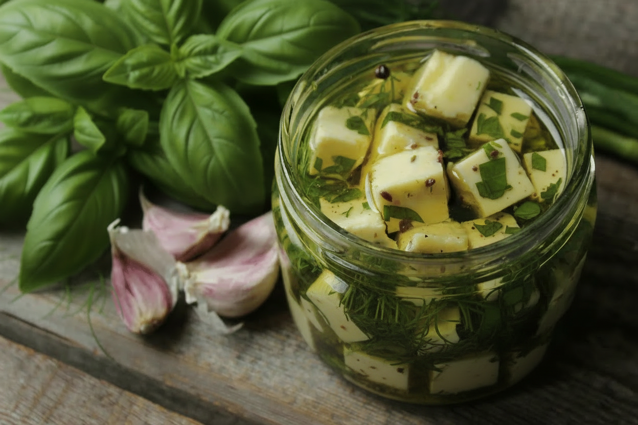 CHEESE MARINATED IN OLIVE OIL