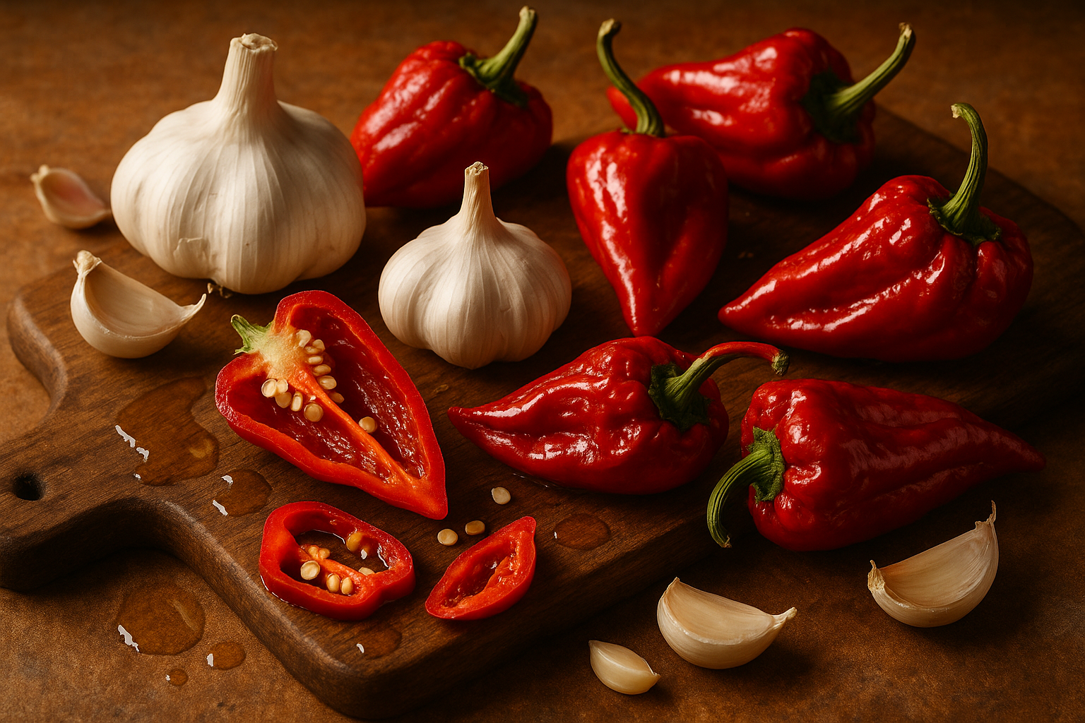 calabrian red peppers and garlic