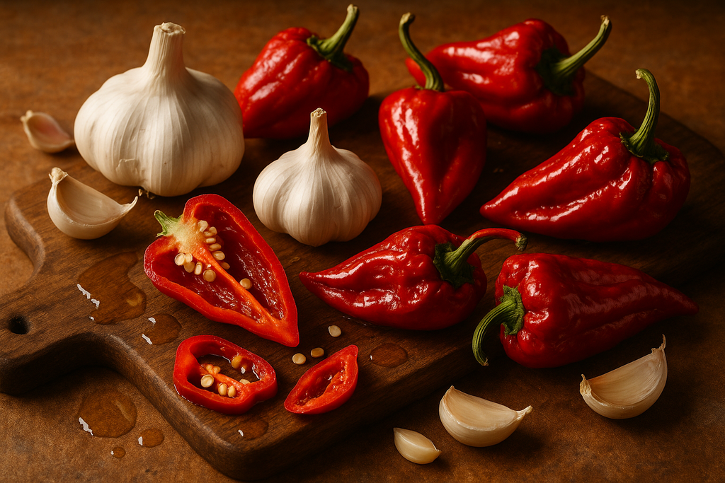 calabrian red peppers and garlic