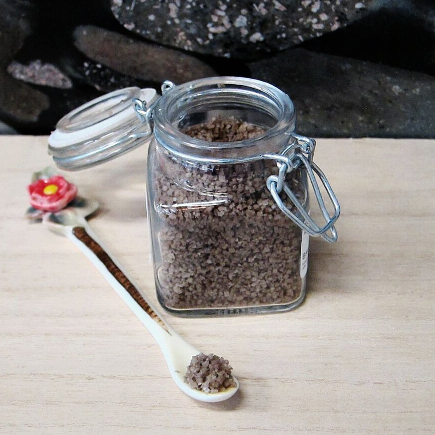 a jar of applewood smoked sea salt and a salt spoon